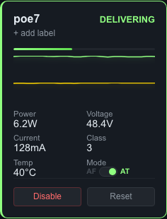 Single port card delivering power